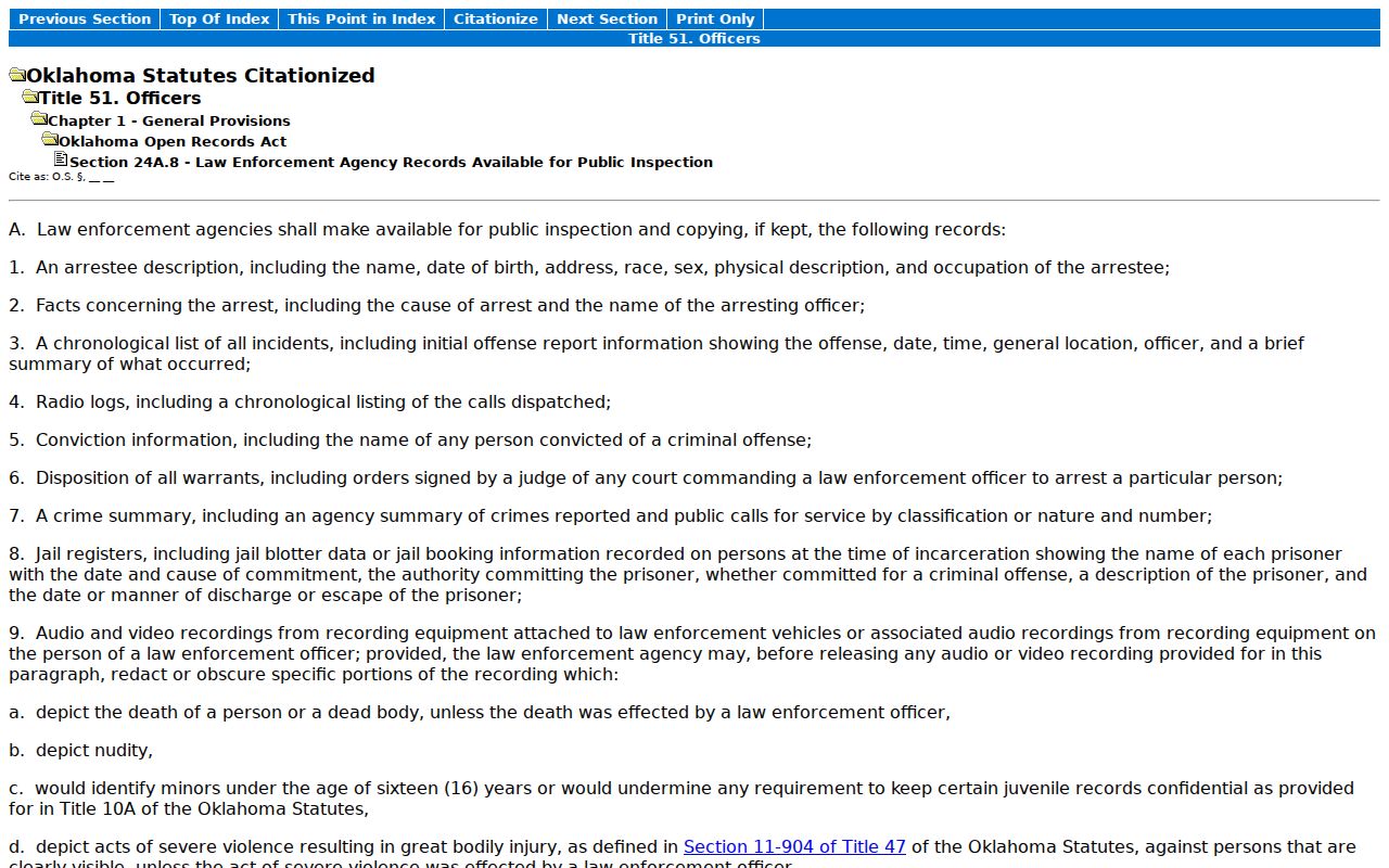 Pottawatomie County arrest warrant records request categories